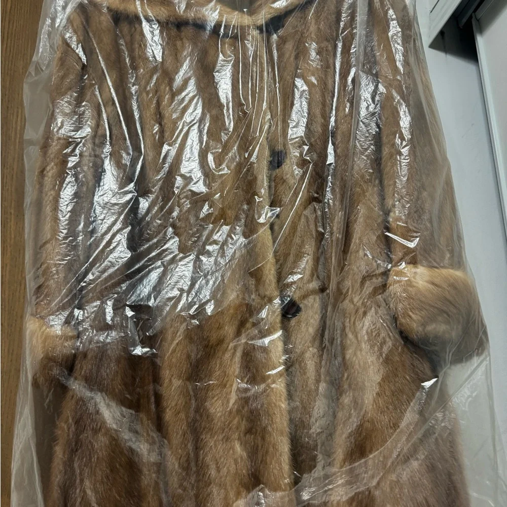 Custom made Mink Fur coat ladies Size 12-14 Jacket with Plush Fur Collar - Picture 16 of 16